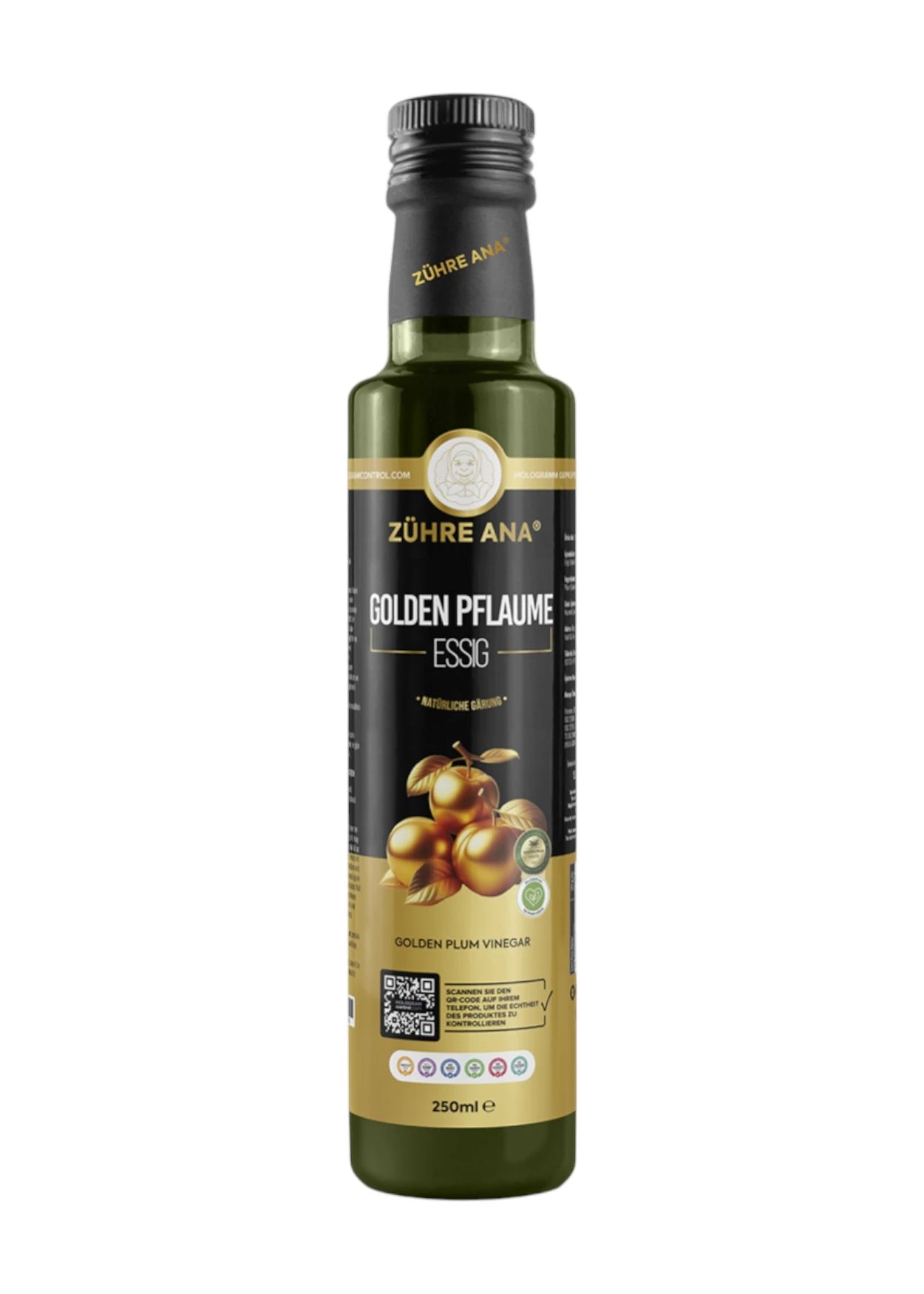 Zühre Ana Altın Erik Sirkesi, doğal Fermentasyon, prebiyotik Form Sirkesi 250 ml