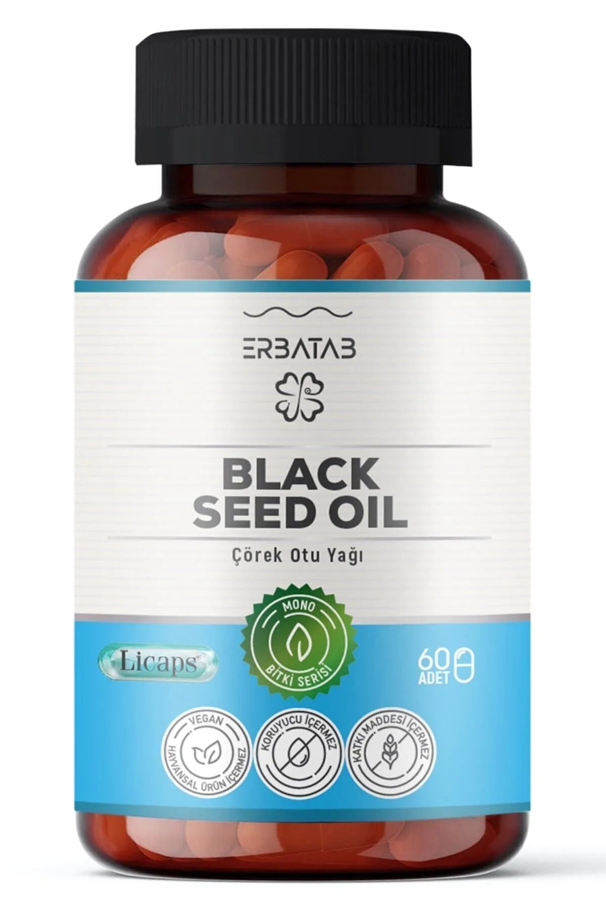 Erbatab Cörek Otu Yagi – Black Seed Oil – 60 Kapsül (Licaps®)