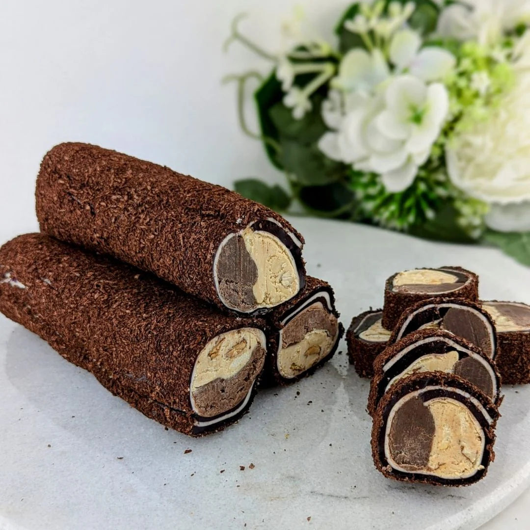 Bademli ve çikolatalı lokumlu tiramisu, rulo 250g
