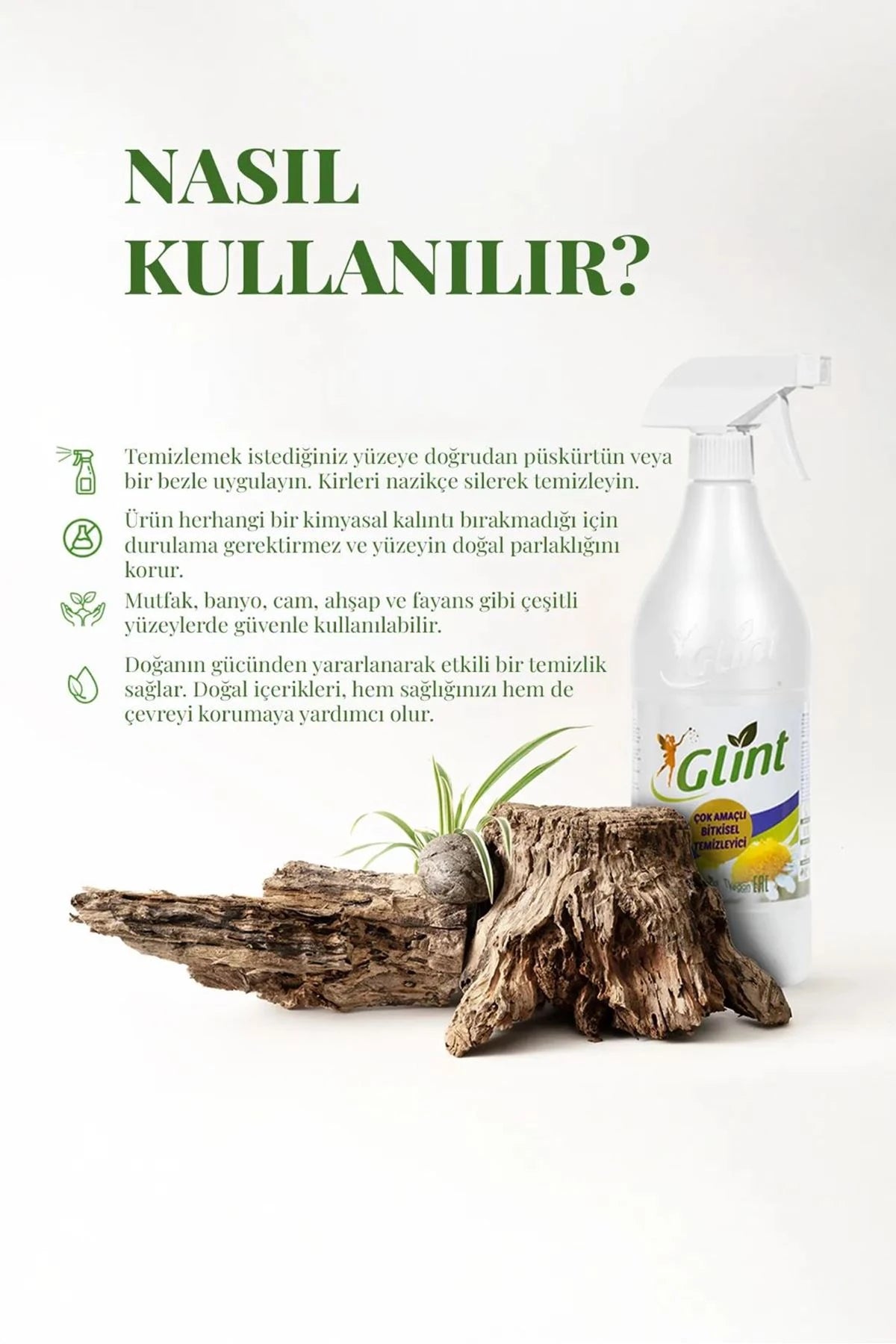 Glint 100 % pflanzlicher Mehrzweckreiniger, veganer Fleckenentferner – Entfetter – 1 l