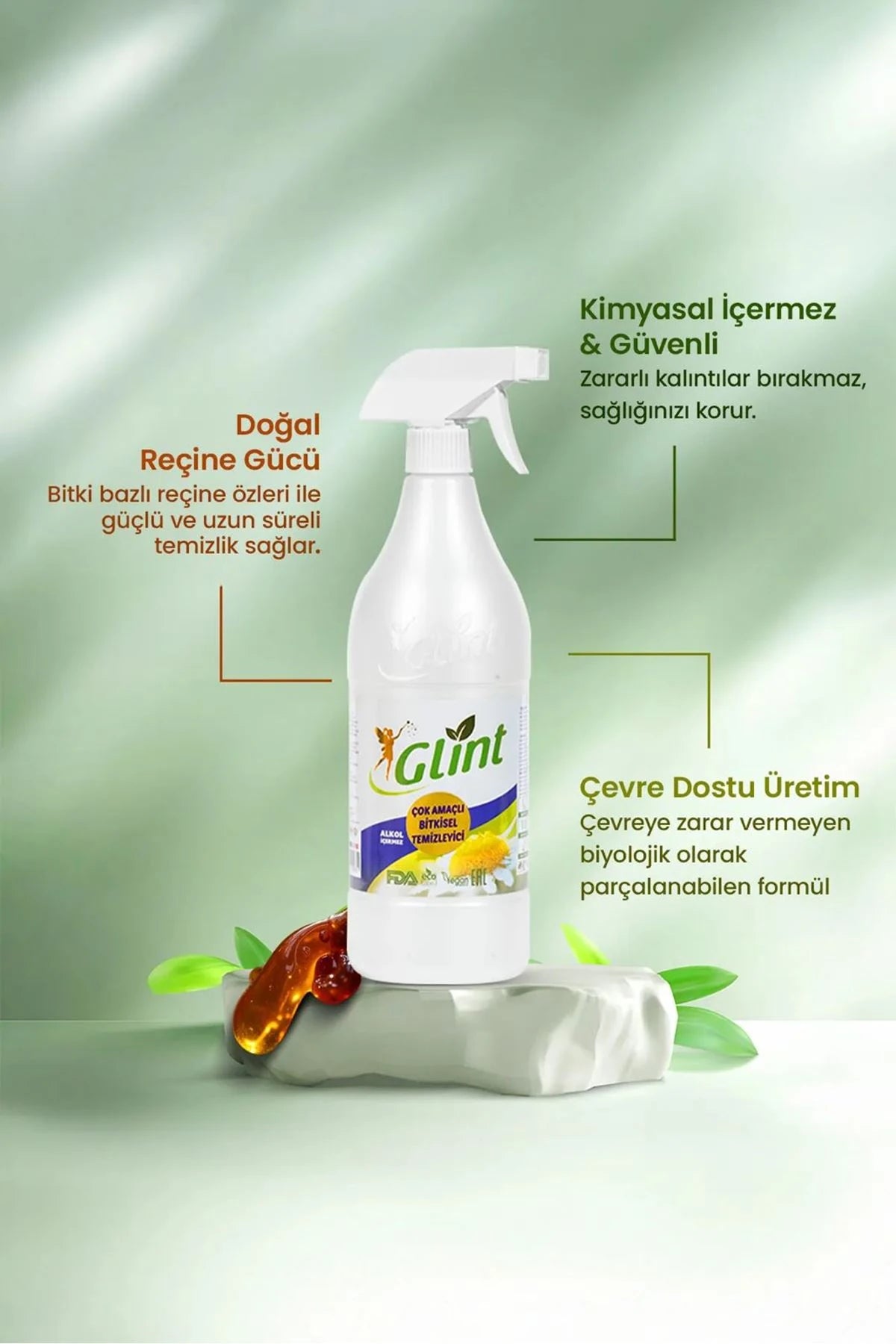 Glint 100 % pflanzlicher Mehrzweckreiniger, veganer Fleckenentferner – Entfetter – 1 l