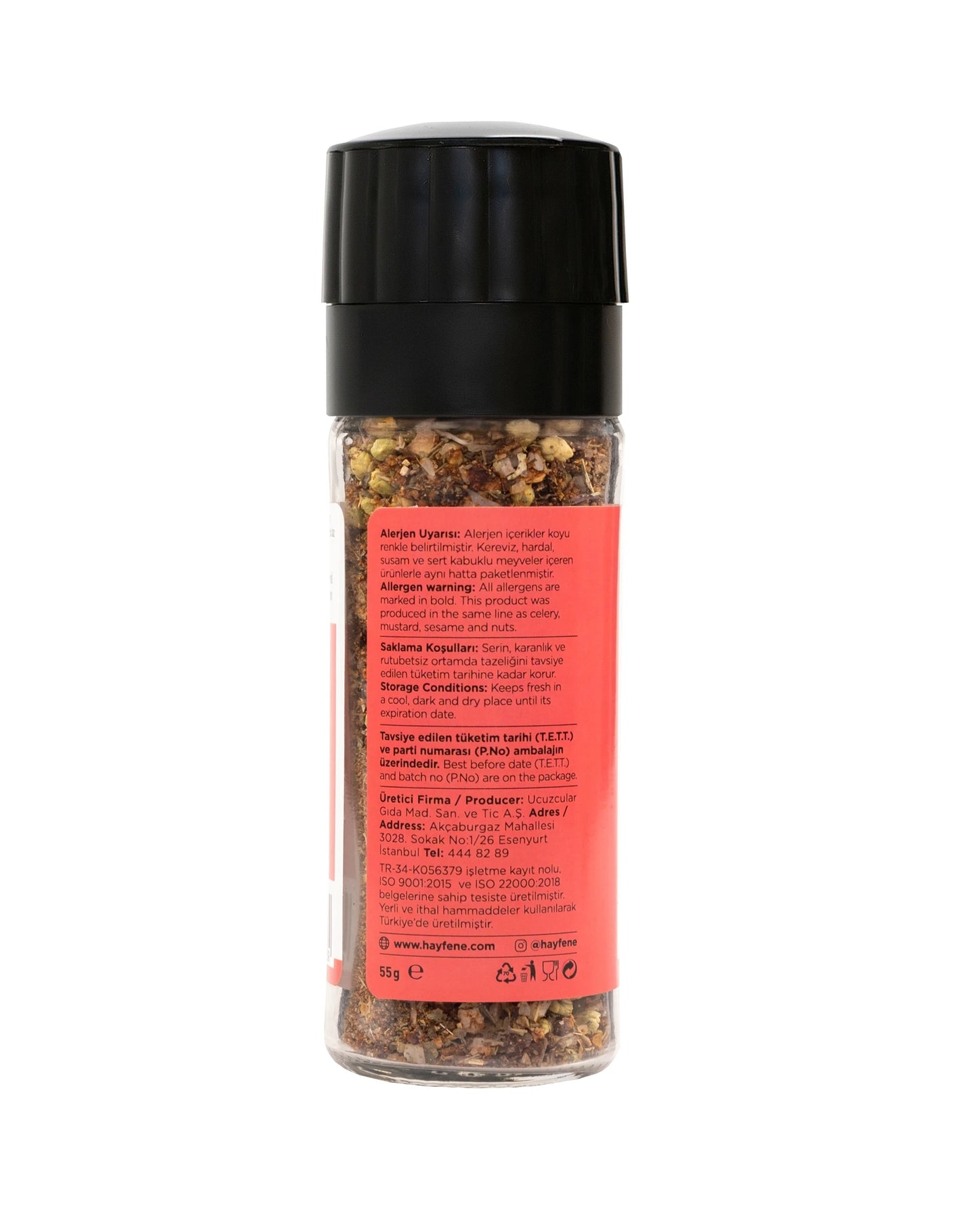 HAYFENE Salziges Tomaten-Basilikum-Gewürz 55 gr (mit Mühlendeckel)