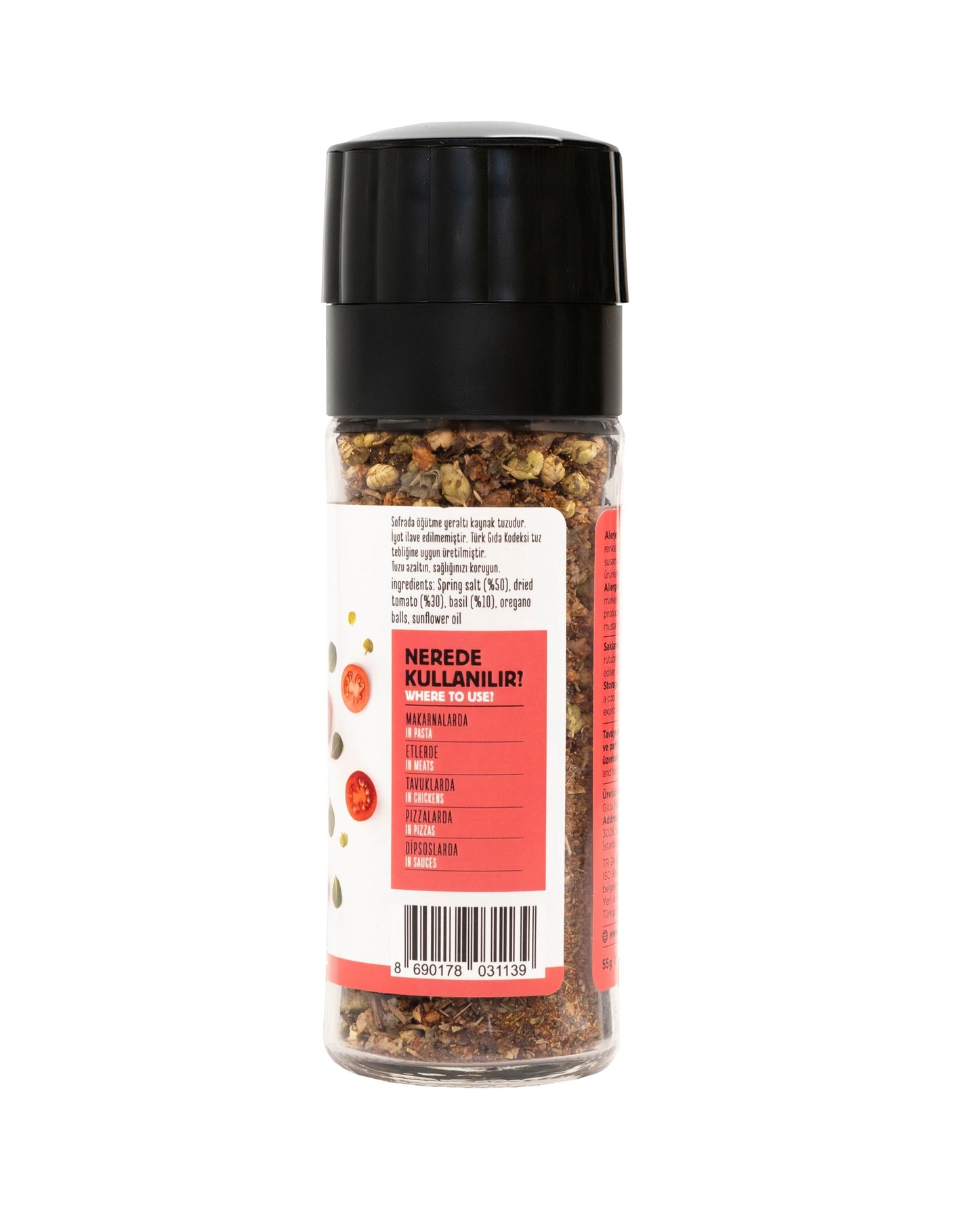 HAYFENE Salziges Tomaten-Basilikum-Gewürz 55 gr (mit Mühlendeckel)