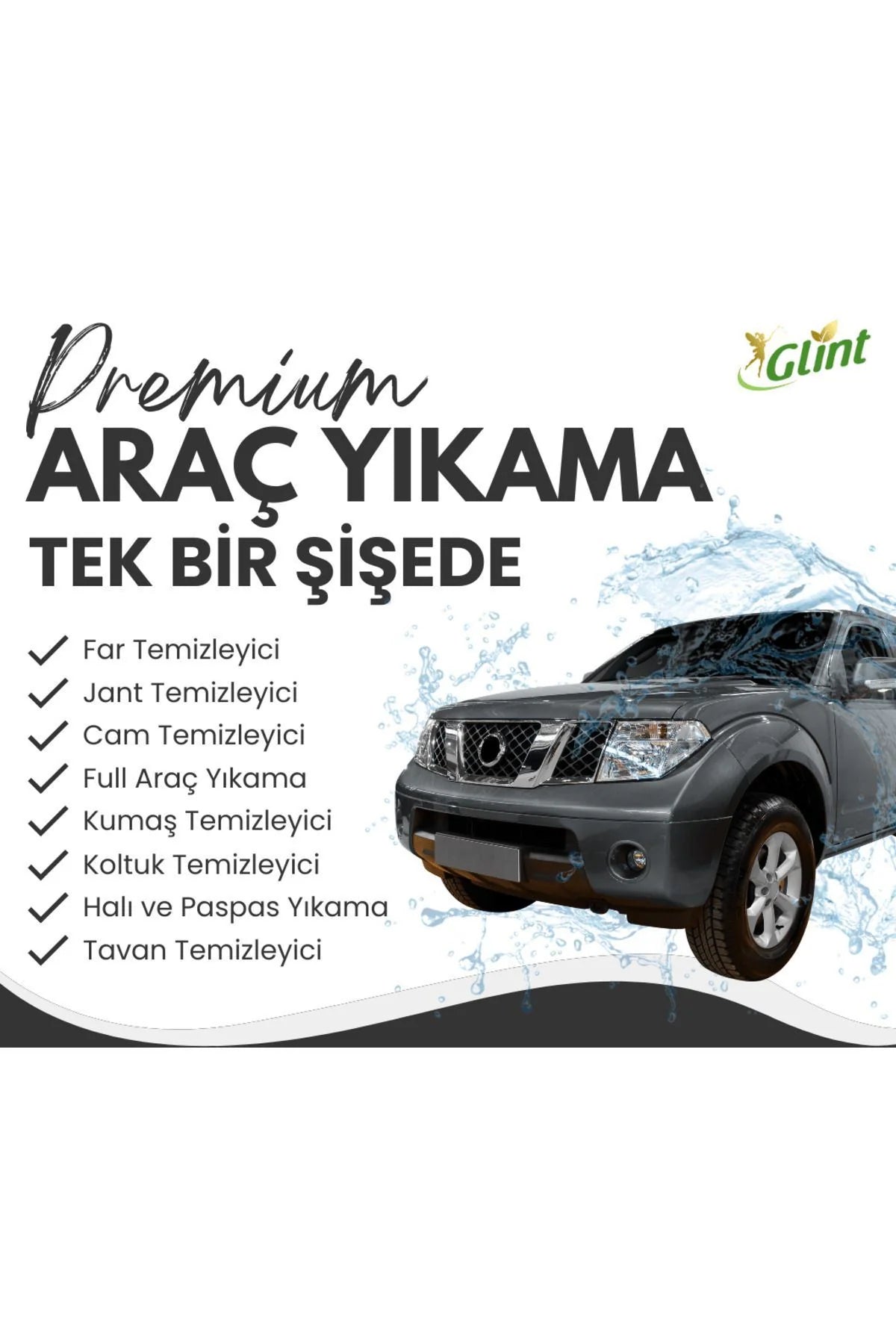 Glint Car, Bitkisel Çok Amaçlı Oto Temizleyici Araç Far Koltuk Paspas Temizleme Jant Parlatıcı