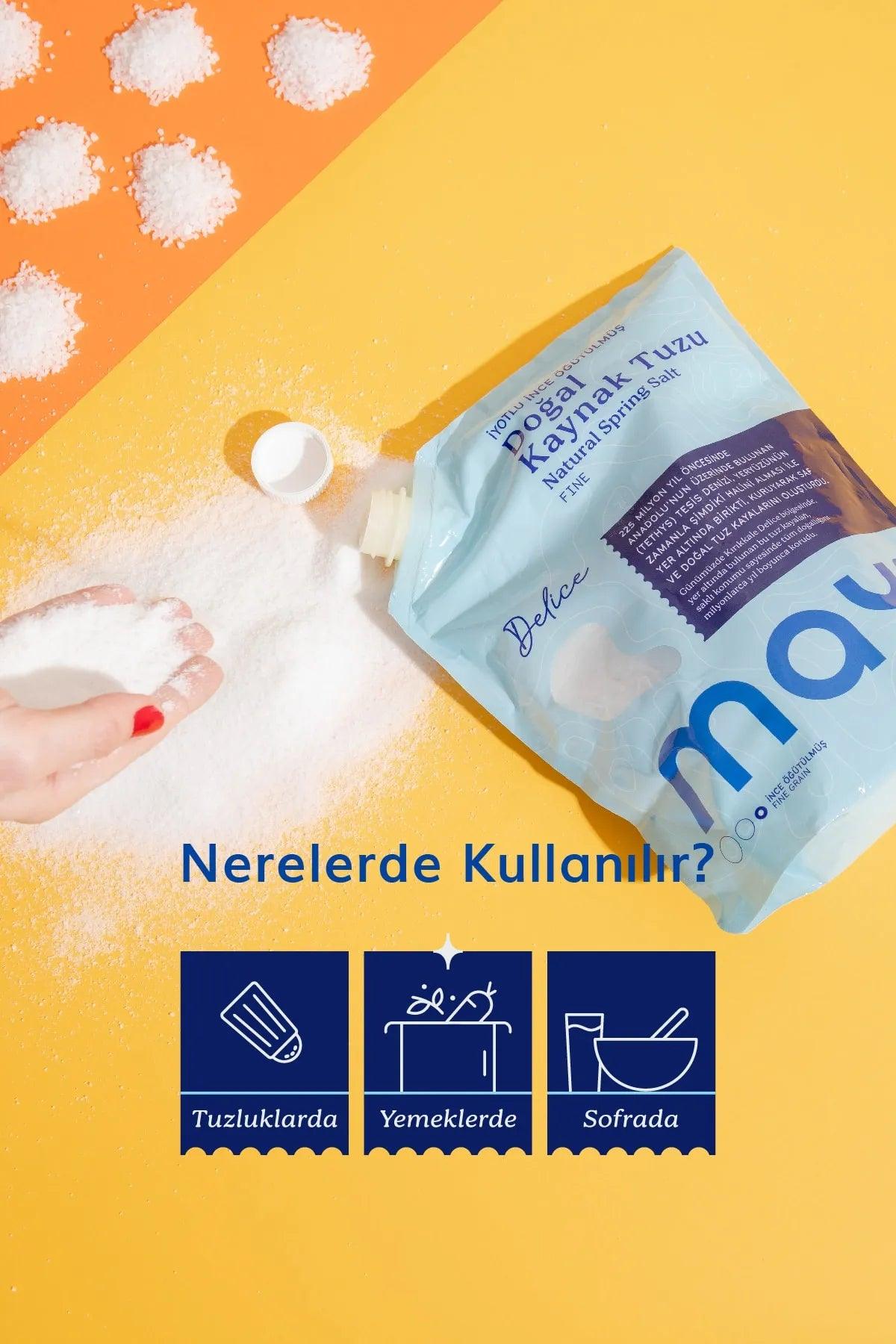 Mayi İyotlu 2 kg ince öğütülmüş doğal kaynak tuzu