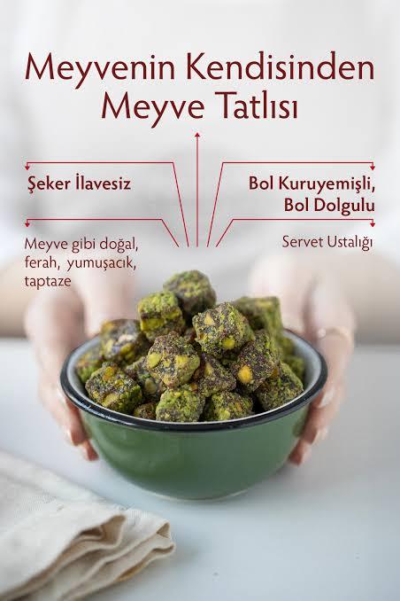 Servet Lokum Ohne Zuckerzusatz, doppelt gerösteter Granatapfel und Pistazien, mit Zereshk überzogenes Fruchtdessert 250 g-şeker ilavesiz çifte kavrulmus narlı Antep fıstıklı kadayıf kaplı lokum