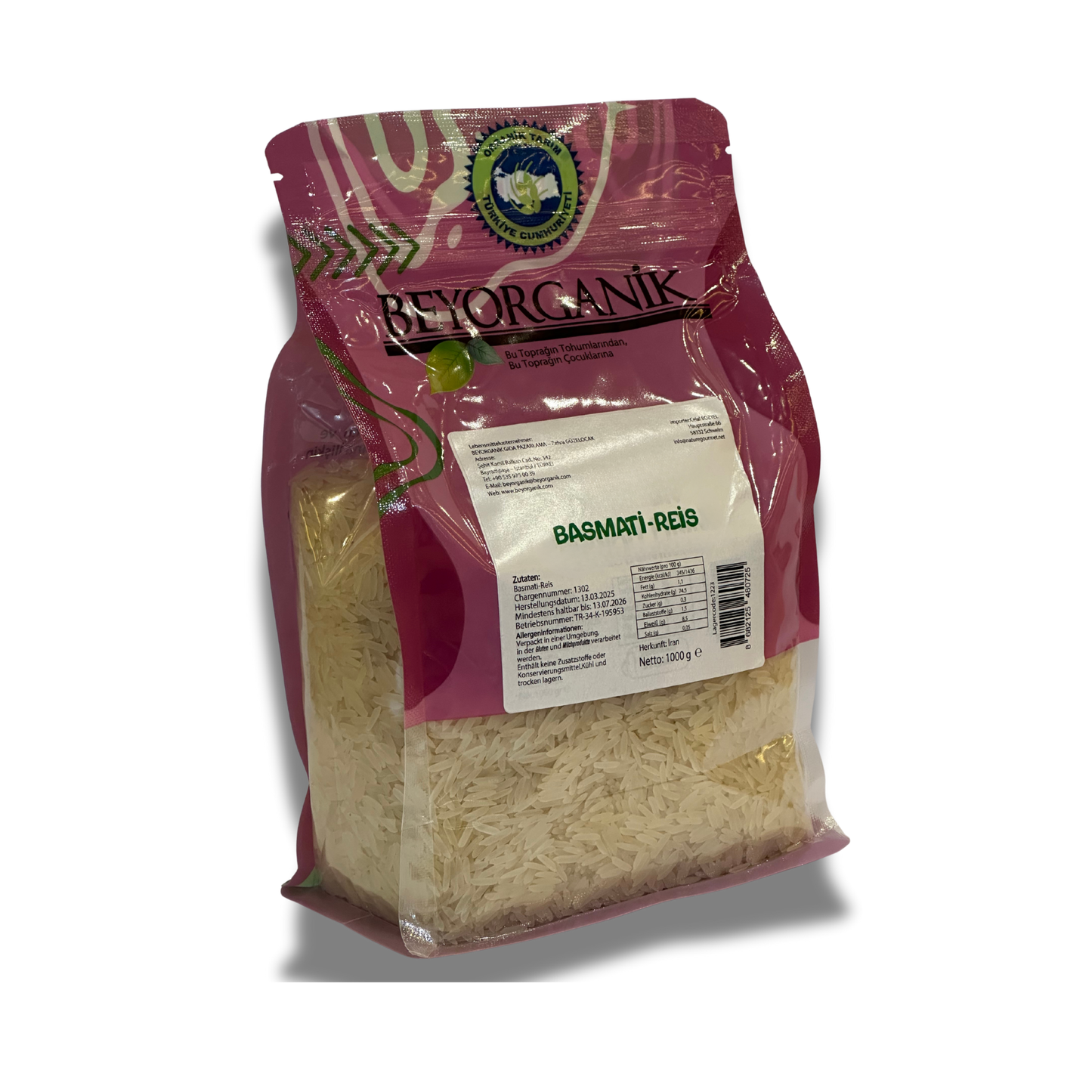 Beyorganik Organik Basmati Pirinç 1000gr (Pestisit ve Aflatoksin Analizli)